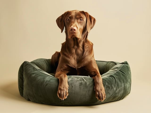Labrador in dog bed