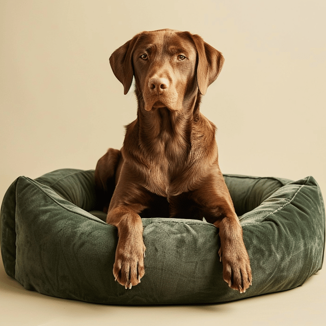 Labrador in dog bed